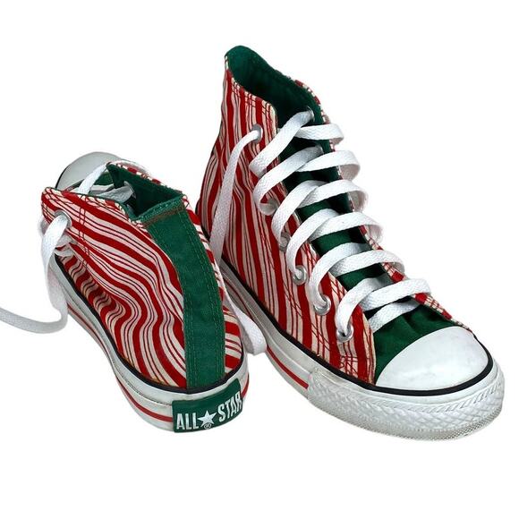 Converse All Star Sneakers Candy Cane High Tops Sneakers Size Men's 4 Women's 6 - Picture 14 of 16